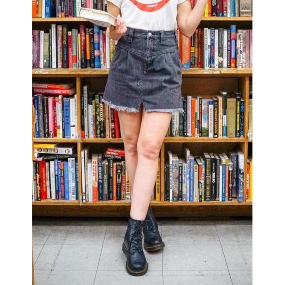 Free People Sidecar Denim Distressed Miniskirt, Size 30